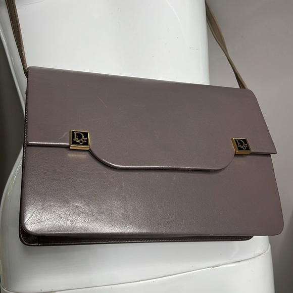 Dior Christian Dior Taupe Structured Smooth Leather Crossbody Shoulder Bag Purse - Picture 16 of 16